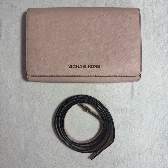 Michael Kors Blush Pink Crossbody Clutch Bag Purse - Picture 5 of 11